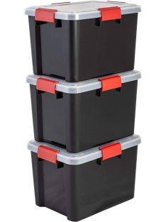    3x1db 20 literes műanyag átlátszó doboz - Iris Ohyama Air tight plastic storage box - Szín: fekete - Méret: 39x26x29 cm